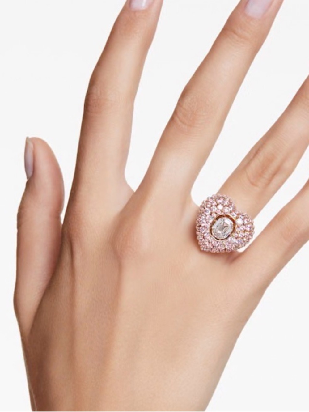 Swarovski Pink Heart Crystal Idyllia Cocktail Ring